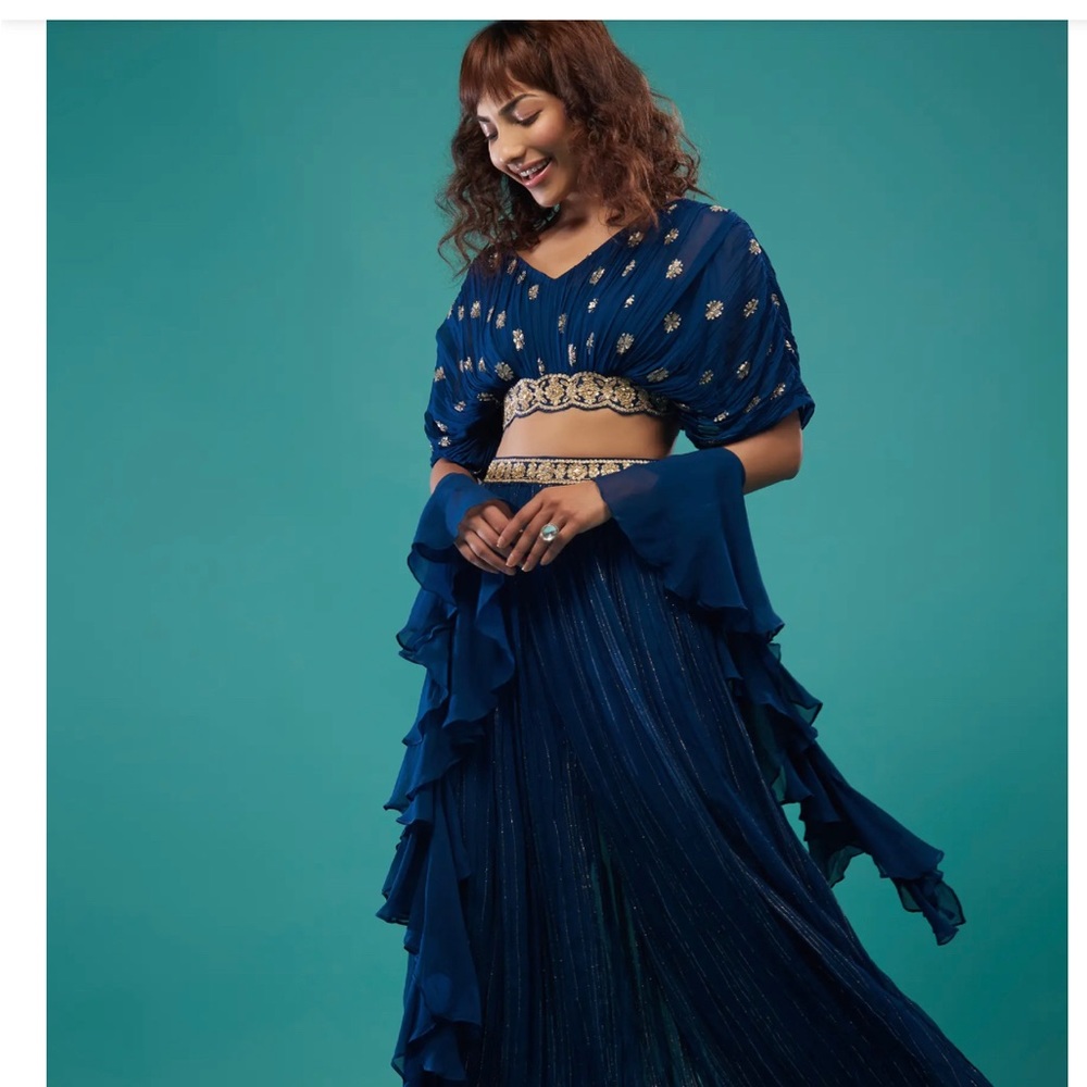 Beautiful indo western crop top suit